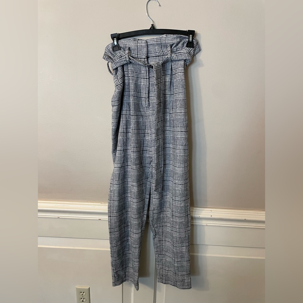 ASOS Women's Gray Plaid Knit Pants Bottom Black White Size 4